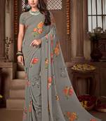 Digital Printed Crosia Lace Georgette Saree