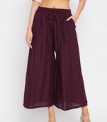Wine plain rayon palazzo-pants