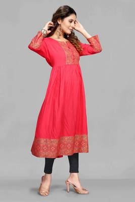 Red printed rayon ethnic-kurtis 1