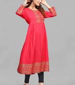 Red printed rayon ethnic-kurtis