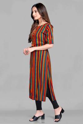 Multicolor printed rayon ethnic-kurtis 4