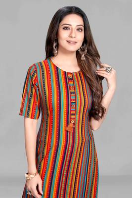 Multicolor printed rayon ethnic-kurtis 5