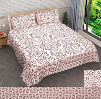 Rajasthani Traditional Jaipuri Pure Cotton King Size Double Bedsheet With 2 Pillow Covers Sets 1