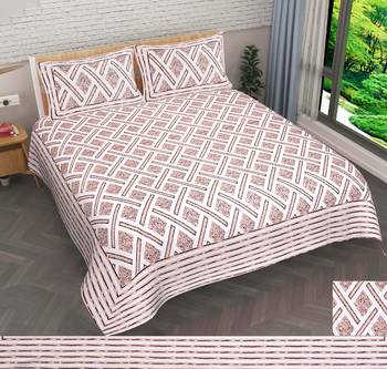 Rajasthani Traditional Jaipuri Pure Cotton King Size Double Bedsheet With 2 Pillow Covers Sets 1