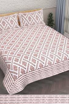 Rajasthani Traditional Jaipuri Pure Cotton King Size Double Bedsheet With 2 Pillow Covers Sets