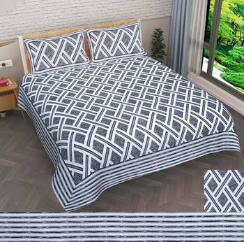 Rajasthani Traditional Jaipuri Pure Cotton King Size Double Bedsheet With 2 Pillow Covers Sets 1