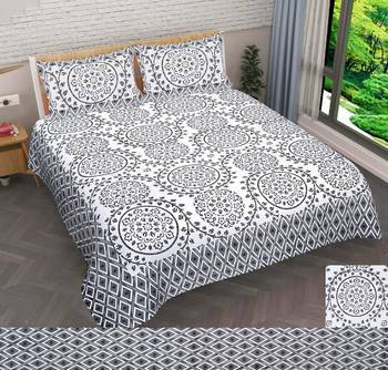 Rajasthani Traditional Jaipuri Pure Cotton King Size Double Bedsheet With 2 Pillow Covers Sets 1