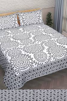 Rajasthani Traditional Jaipuri Pure Cotton King Size Double Bedsheet With 2 Pillow Covers Sets