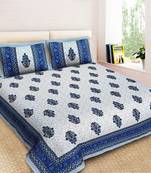 Rajasthani Traditional Jaipuri Pure Cotton King Size Double Bedsheet With 2 Pillow Covers Sets