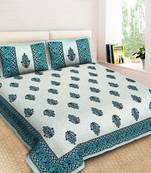 Rajasthani Traditional Jaipuri Pure Cotton King Size Double Bedsheet With 2 Pillow Covers Sets