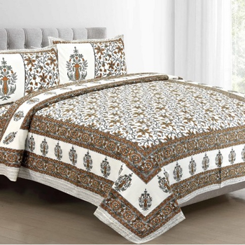 Rajasthani Traditional Jaipuri Pure Cotton King Size Double Bedsheet With 2 Pillow Covers Sets 1