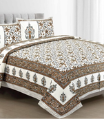 Rajasthani Traditional Jaipuri Pure Cotton King Size Double Bedsheet With 2 Pillow Covers Sets