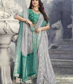 Grey embroidered organza saree with blouse
