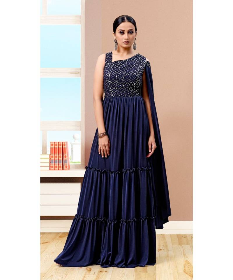 blue Imported Lycra gowns