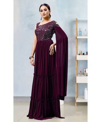 maroon Imported Lycra gowns 1