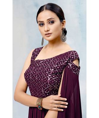 maroon Imported Lycra gowns 2