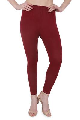 Maroon  Women's Slim Fit  Cotton Ankle Length Leggings Legging for women Sizes:   L   Regular Siz 1