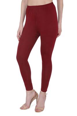 Maroon  Women's Slim Fit  Cotton Ankle Length Leggings Legging for women Sizes:   L   Regular Siz 3