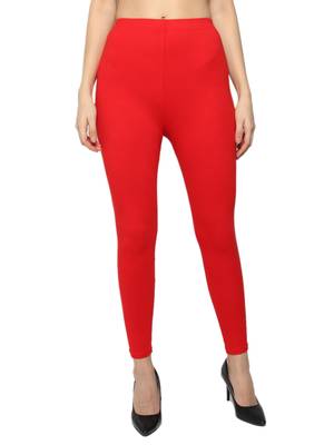 Red Women's Slim Fit  Cotton Ankle Length Leggings Legging for women Sizes 1