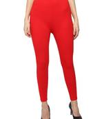 Red Women's Slim Fit  Cotton Ankle Length Leggings Legging for women Sizes