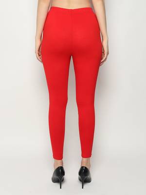 Red Women's Slim Fit  Cotton Ankle Length Leggings Legging for women Sizes 2