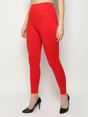Red Women's Slim Fit  Cotton Ankle Length Leggings Legging for women Sizes 5