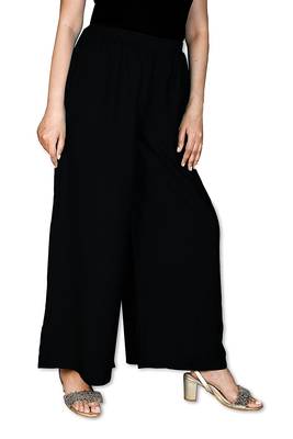 Kex women Black Cotton Casual Wear Wide Leg solid  Palazzo Trousers Palazzo for women Palazzo for Girls Trouser Pant 1
