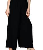Kex women Black Cotton Casual Wear Wide Leg solid  Palazzo Trousers Palazzo for women Palazzo for Girls Trouser Pant