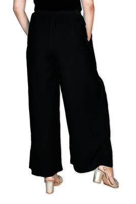 Kex women Black Cotton Casual Wear Wide Leg solid  Palazzo Trousers Palazzo for women Palazzo for Girls Trouser Pant 2