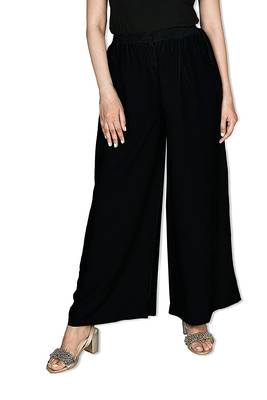 Kex women Black Cotton Casual Wear Wide Leg solid  Palazzo Trousers Palazzo for women Palazzo for Girls Trouser Pant 3