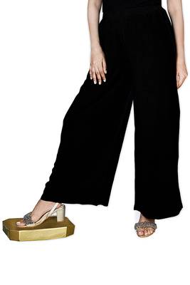 Kex women Black Cotton Casual Wear Wide Leg solid  Palazzo Trousers Palazzo for women Palazzo for Girls Trouser Pant 5