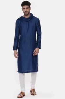 Blue Koul Linen Silk Kurta