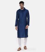 Blue Koul Linen Silk Kurta