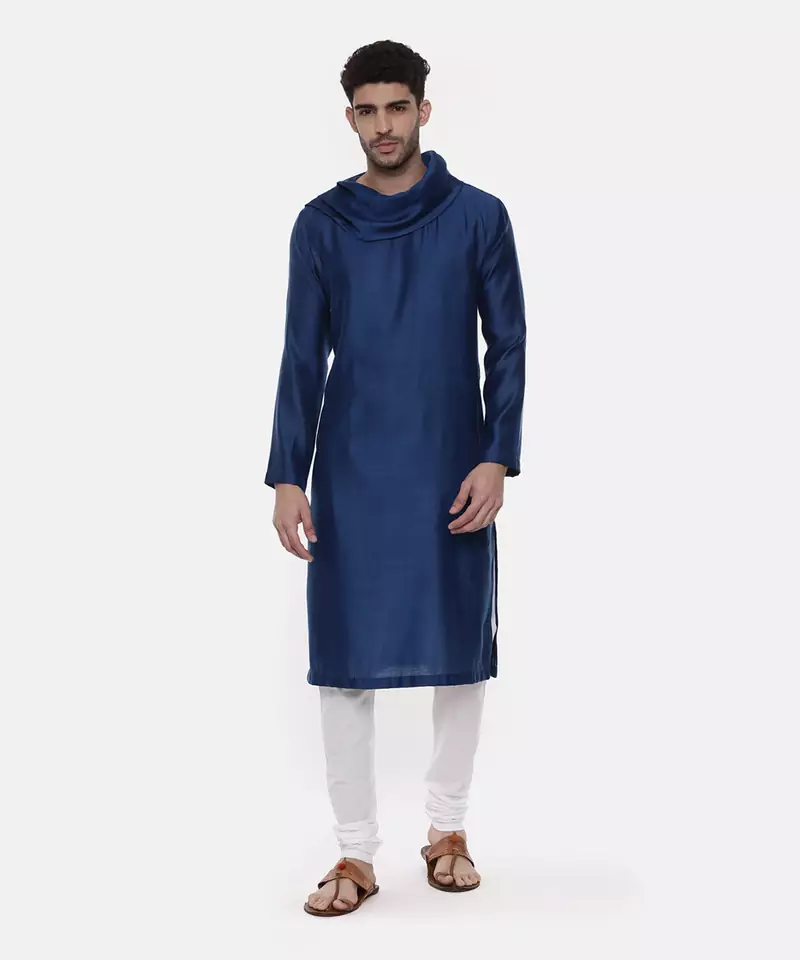 Blue Koul Linen Silk Kurta