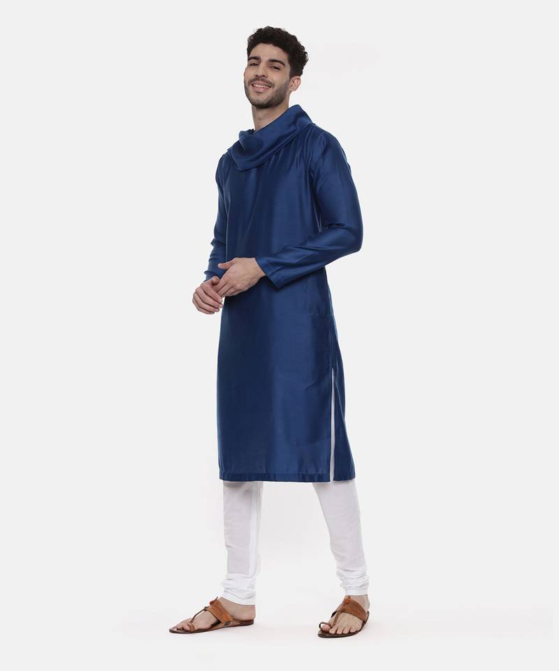 Blue Koul Linen Silk Kurta