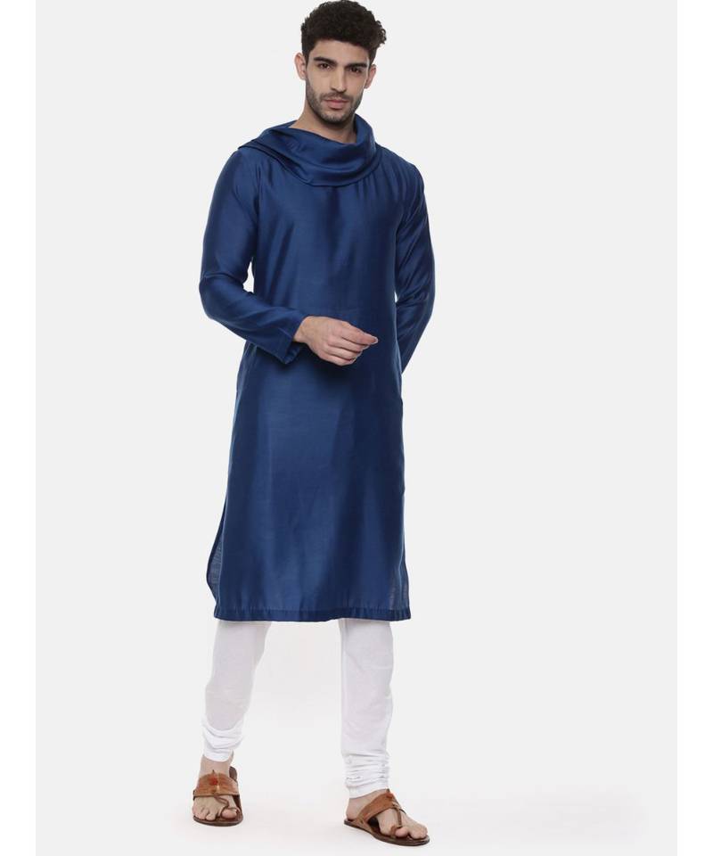 Blue Koul Linen Silk Kurta