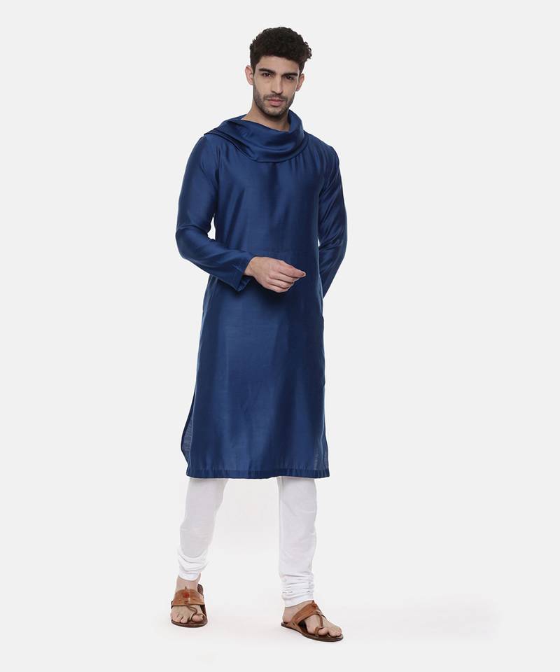 Blue Koul Linen Silk Kurta