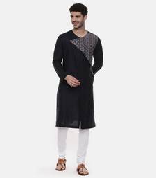 Green Blue Printed Linen Kurta