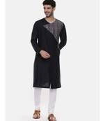 Green Blue Printed Linen Kurta