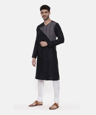 Green Blue Printed Linen Kurta 3