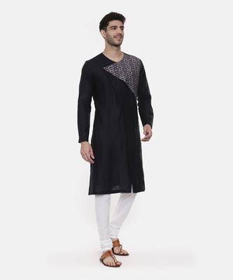 Green Blue Printed Linen Kurta 4