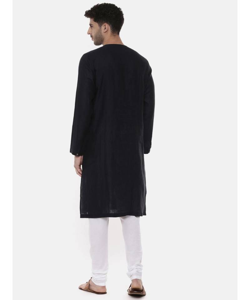 Green Blue Printed Linen Kurta