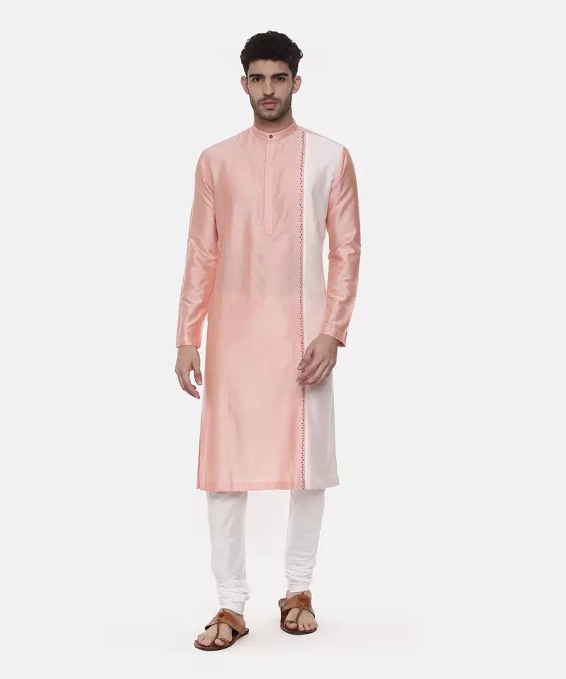 Pink Ivory Embroidered Silk Kurta
