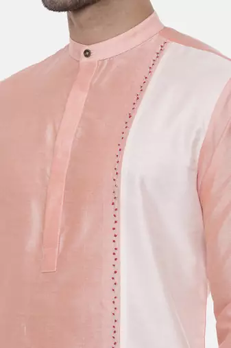 Pink Ivory Embroidered Silk Kurta