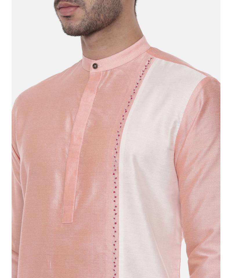 Pink Ivory Embroidered Silk Kurta