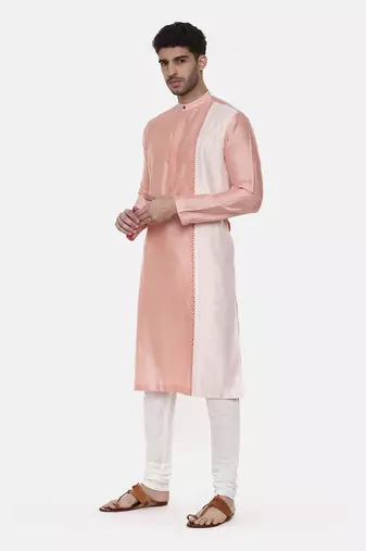 Pink Ivory Embroidered Silk Kurta