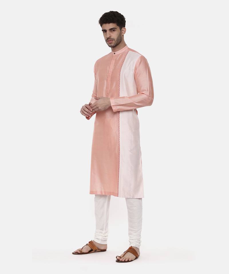 Pink Ivory Embroidered Silk Kurta