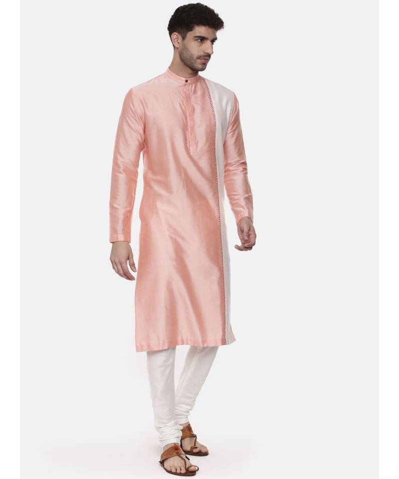 Pink Ivory Embroidered Silk Kurta