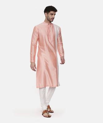 Pink Ivory Embroidered Silk Kurta 4