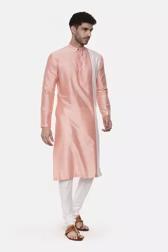 Pink Ivory Embroidered Silk Kurta